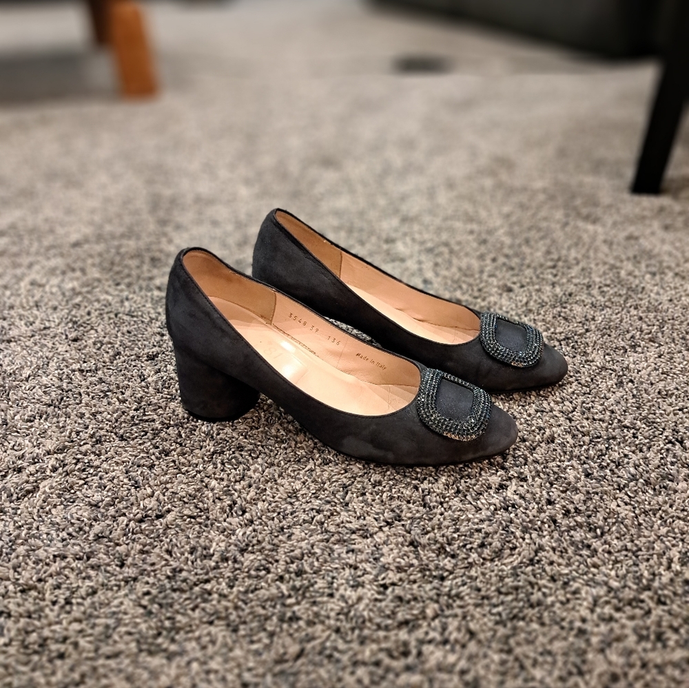 Elegant Navy Blue Women's Block Heel Shoes
